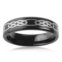Tengerparti ékszerek fekete bevont rozsdamentes acélból készült kelta csomó gyűrű