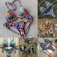 Női Push Up Brazil Bikini Szett String Kötés Fürdőruha Fürdőruhák MK M