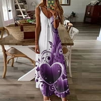 Aoujea nyári Maxi ruha nőknek Plusz méretű divat nyomtatott V-nyakú ujjatlan Harisnyatartó Pulóver strand Sundress