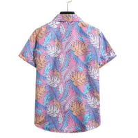 Gomb lefelé ingek férfiaknak laza illeszkedés Divat trópusi pálmafa nyomtatás rövid ujjú Hajtóka nyári pólók Alkalmi