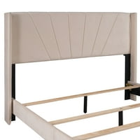 Aukfa kárpitozott ágy - queen platform ágykeret fejlécel - bézs