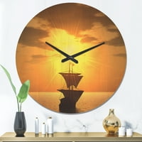 Designart 'Sunset and Ship' Modern Wood Fall idő