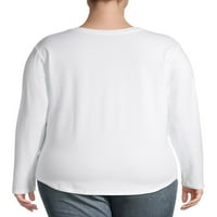 Terra & Sky női Molett méretű mindennapi Essential Hosszú ujjú V-nyakú póló. Csomag