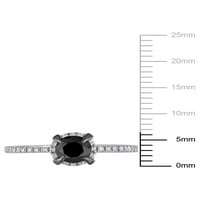 Carat T.W. Fekete -fehér gyémánt 10KT fehérarany pasziánsz eljegyzési gyűrű