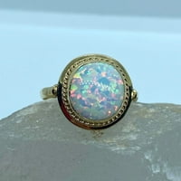 Természetes opál gyűrű-arany gyűrű opál-14k arany iktatott gyűrű-ovális opál gyűrű-arany és opál-opál ékszerek-fehér