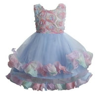 2-10t Party lány ruhák kisgyermek gyerekek virágos hivatalos hercegnő fél tüll többszintű teljes ruha kék 110