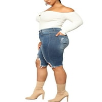 Női Molett méretű vékony farmer nadrág farmer női szakadt Vintage Magas derék szakaszon alkalmi Jean rövid nadrág Beachwear