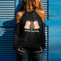 Női Pólók Fit Karácsonyi Nyomtatott Kötőfék Nyak Hosszú Ujjú Alkalmi Leopárd Off Váll Felső Irodai Streetwear Pólók