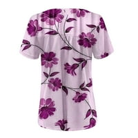 Soighxzc divatos nyári ruhák nőknek Laza Bohém virágos felső V nyakú gomb könnyű alkalmi blúz rövid ujjú póló AJ ing