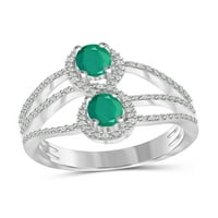 JewelersClub smaragd gyűrűs születési kövek ékszerek - 0. karátos smaragd sterling ezüst gyűrűs ékszerek fehér gyémánt
