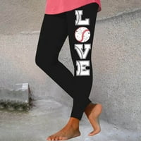 Nyári magas derék Baseball nyomtatott Vékony nadrág női rugalmas lélegző Leggings divatos Slim Fit edzés nadrág