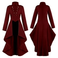 Labakihah Kabátok Női Nők Gótikus Steampunk Gomb Csipke Fűző Kabát Frakk Kabát Piros Xl