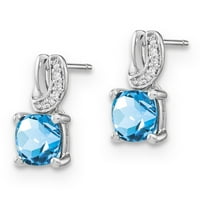 Primal ezüst sterling ezüst kék topaz és gyémánt fülbevalók