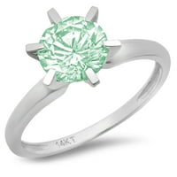 1.5 ct kerek vágott zöld szimulált gyémánt 14K fehér arany évforduló eljegyzési gyűrű mérete 9.25