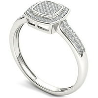 Carat T.W. Gyémánt klaszter ezüst eljegyzési gyűrű