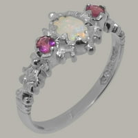 Brit készült ezüst valódi valódi opál & rózsaszín turmalin Női ígéret gyűrű - méret opciók-méret 5.75