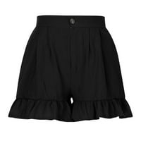 Női nyári Laza szabású széles lábú rövidnadrág pamutvászon textúrával alkalmi viselethez Női rövidnadrág Fekete M