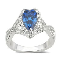 Arista 0. CT Blue Topaz Gemstone női gyémánt sáv sárgarézen