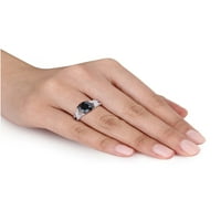 3 karátos T. W. Fekete-fehér gyémánt 10kt fehér arany Crossover eljegyzési gyűrű