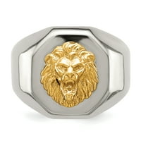 Primal acél rozsdamentes acél karát sárga arany díszítéssel oroszlánfej gyűrű