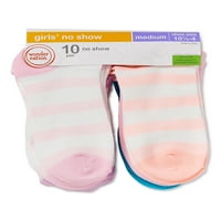 Wonder Nation Girls Stripe Nincs show zokni, 10 csomag