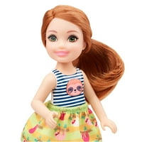 ​Barbie klub Chelsea baba, vörös haj, rajta lajhár grafikus