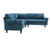 - Alakú szekcionált kanapé kanapé, Modern kárpitozott akcentus kanapé Párnázott háttal, hengerelt karokkal és fa lábakkal,