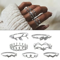 Heiheiup Készlet Vintage Gyűrű Készlet Bohém Ujj Gyűrű Gyűrű Gyűrű Stílus Gyűrűk Gyűrű Készlet Méret 7