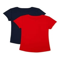 Wonder Nation lányok gyerek kemény személyzet nyak pólók, 2-csomag, méretű 4- és plusz