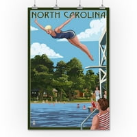 Észak-Karolina-Nő Búvárkodás & Tó-Lantern Press Artwork
