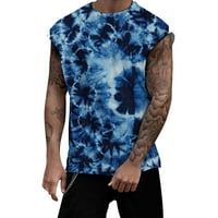 Zkozptok férfi Crewneck ingek Függetlenség Napja nyomtatott Lélegző fitnesz pólók alkalmi nyári felsők, Kék, XL
