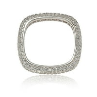 Sterling ezüst köbös cirkóniumi modern pave négyzet alakú évforduló gyűrű- fehér