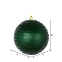 Vickerman 4 karácsonyi dísz labda, éjféli zöld cukorka kivitel csillogó vonalakkal, törésálló műanyag, ünnepi karácsonyfa