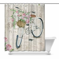 Akvarell Vintage kerékpár gyönyörű virág virágos dekoráció vízálló poliészter szövet zuhanyfüggöny fürdőszoba készletek
