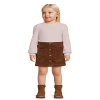 Wonder Nation kisgyermek lány gofri kötött felső és kordbársony szoknya szett, 2-darab, méretek 12m-5t