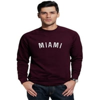 Daxton Miami Pulóver Sportos Fit Pulóver Crewneck Francia Frottír Szövet, Bor Pulóver Fehér Betűk, M