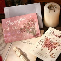 Üdvözlőlap, Fényes felület sima írás üdvözlőlap összecsukható Romantikus DIY élénk színű virág nyomtatás Valentin nap