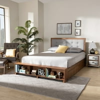 Baxton Studio cosma modern átmeneti hamu dió barna kész fa 4-rajzoló king méretű platform tároló ágy