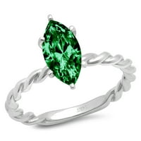 2ct marquise vágott zöld szimulált smaragd 14K fehér arany évforduló eljegyzési gyűrű mérete 4.25