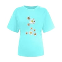 Drindf nyári felsők Női Alkalmi Legénység nyak Rövid ujjú blúz Aranyos Virág grafikus tunika póló kényelmes elrejtése