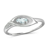 JewelersClub Aquamarine Ring Birthstone ékszerek - 0. Karát -akvamarin 0. Sterling ezüst gyűrűs ékszerek fehér gyémánt