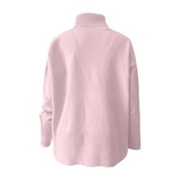 Hinvhai női őszi-téli népszerű magas gallérú laza kötött pulóver Szezonális Clearance Rózsaszín 4