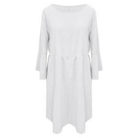 Miluxas Molett ruhák Clearance női nyári alkalmi Pamut vászon laza rövid ujjú Kerek nyakú Szilárd ruha fehér 16