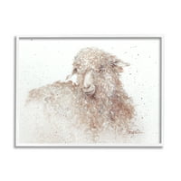 Stupell Industries bozontos farm juh göndör haj absztrakt állati portré, 24, Design by Debi Coules