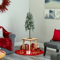 Szinte természetes 3,5 'Flocked Pine Christmas Treit LED -es lámpákkal és hajlító ágakkal