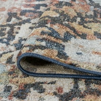 Átmeneti terület szőnyeg virágos Krém, Sötétkék nappali könnyen tisztítható