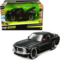 Maisto Ford Mustang főnök fekete Matt fekete csíkokkal klasszikus izom öntött modell autó