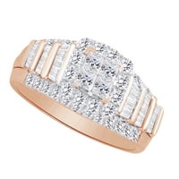 Több alakú fehér természetes gyémánt eljegyzési gyűrű 10k Rózsa arany gyűrű méretben-6
