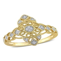 Carat T.W. Gyémánt 10KT sárga arany szüreti gyűrű