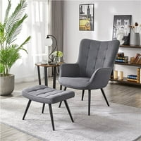 Alden Design Modern Szövet akcentus szék és oszmán szett, szürke
